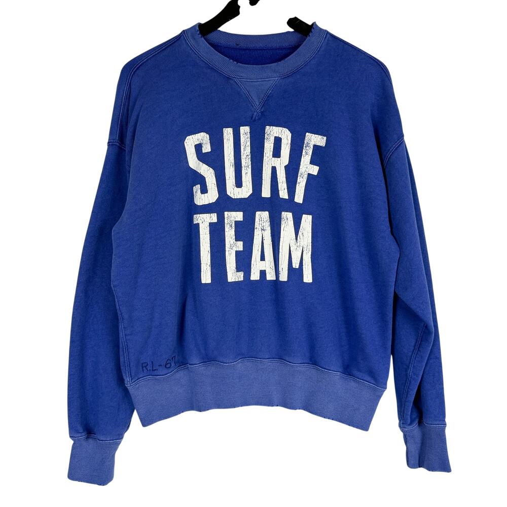 Polo Ralph Lauren Womens French Terry Crewneck Surf Team Sweatshirt Blue - L